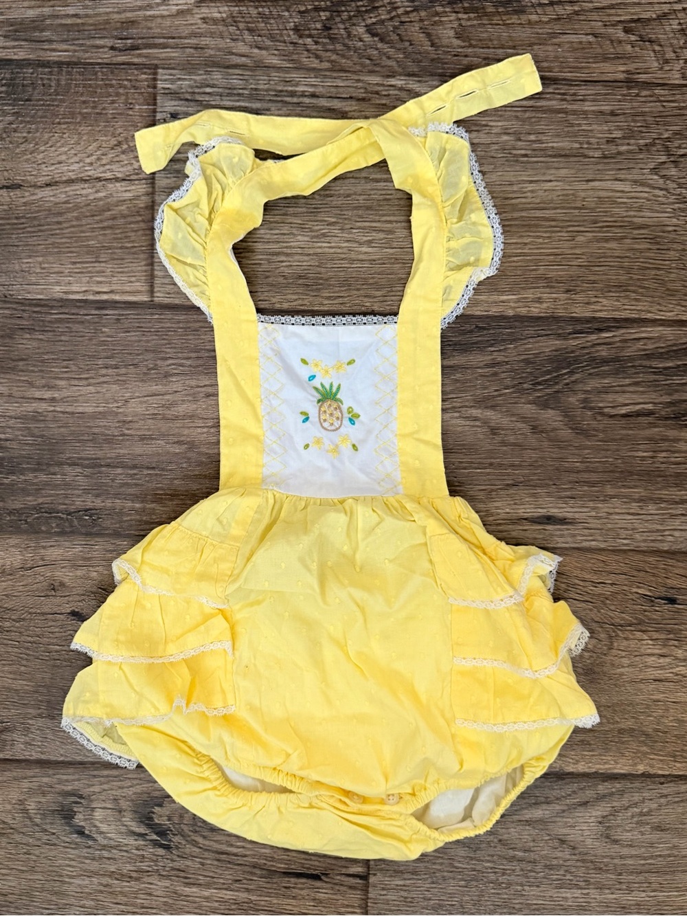 Well Dressed Wolf Yellow Pineapple Ruffle Bubble Romper - Kids